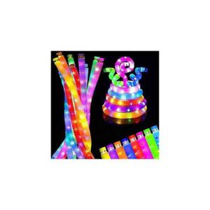 Light Toys, 18pcs LED Pop Tubes, Pipe Sensory Tools, Colorful Pipe Toys, Pop Tube, Tubes Toys, Stretch Tube Toy, LED Party Toy, Light Up Toys for Children's Birthday