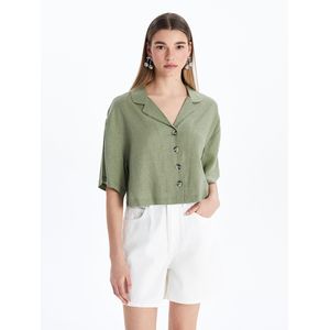 LC Waikiki Linen Blend Crop Women's Shirt