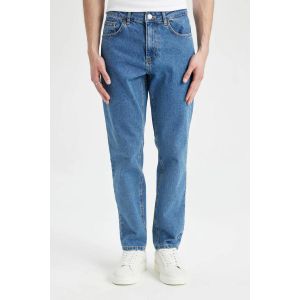 Defacto Man Regular Tapered Fit Trousers - Mid Blue