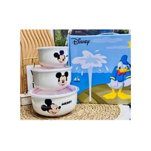 Disney 3-Piece Porcelain Refrigerator Set with Airtight Lid