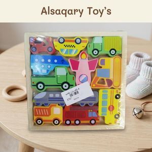 Wooden Colorful Educational Vehicle Chunky Puzzle for Kids