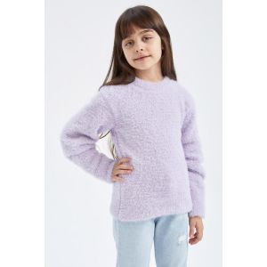 Defacto Girl Crew Neck Regular Fit Pullover - Lilac