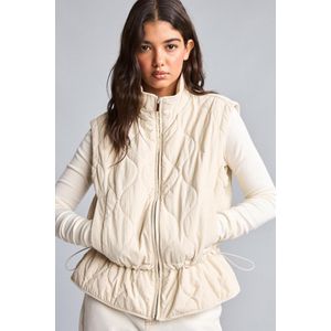 Defacto Warm Crinkle Fabric Quilted High Neck Zip-Up Vest