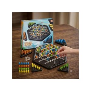 Hexa-Link Chain Reaction Strategic Rubber Band Puzzle Game for Competitive Multiplayer Family Fun