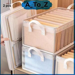 منظم ملابس قابل للطي صندوق تخزين دولاب بشبكة تهوية ومقابض جانبية علبة ترتيب ملابس داخلية وجوارب وملابس قطعتين