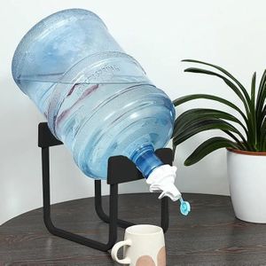 حامل زجاجة مياه مع صنبور سعة 19 لتر، رف حامل موزع للمطبخ والمنزل والمدرسة والتخييم، حامل فوهة محمول، رف مياه الشرب، اطار ستيل متين سهل الاستخدام (اسود)