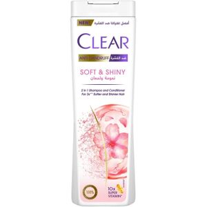 Clear شامبو وبلسم 2 في 1 ضد القشرة ناعم ولامع، لشعر أكثر نعومة ولمعانًا بثلاث مرات، 360 مل