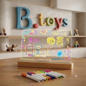 by Battat - Glow-in-the-Dark Acrylic Writing Board - Light-up Message Board with Markers