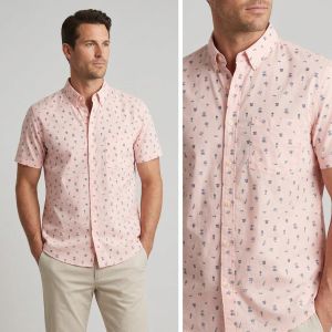 Men's printed polyester shirt - Pink