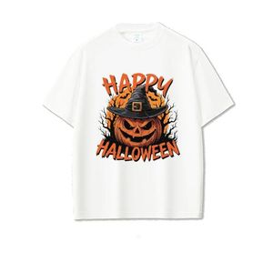 Happy Halloween Graphic T-Shirt, White, Pumpkin Witch Hat Print, Short Sleeve, Unisex