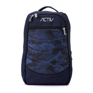 Activ Large Zipper Black & Blue Backpack With Printed Logo