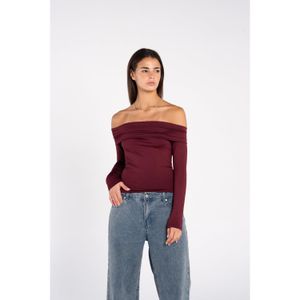 OUTDATED Off Shoulder Long Sleeve - Dark Maroon