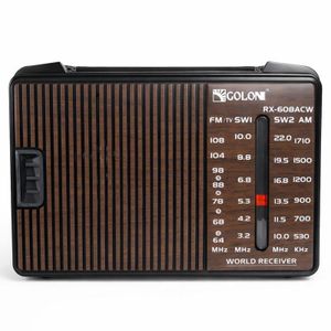Golon RX-608ACW AM/FM/SW/TV World Receiver High Sensitivity Portable Radio, Classic Wood Grain Design, Ideal for Camping, Travel, and Daily Use