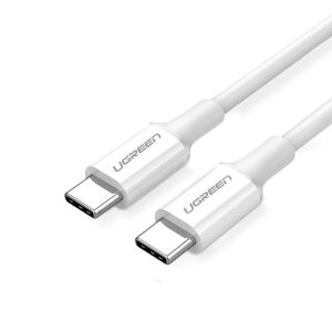 Ugreen USB-C to USB-C Fast Charging Cable, 100W 5A Power Delivery, Data Transfer, 1M Length, White, American Quality with 1-Year Warranty