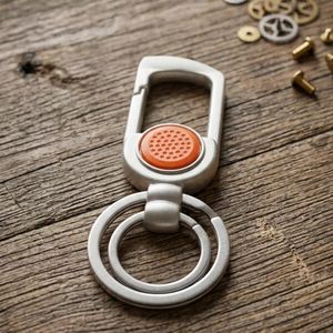 Keychain Of Metal, Matte Silver Color, And Black Leather, Attached To The Waist, Shape 2