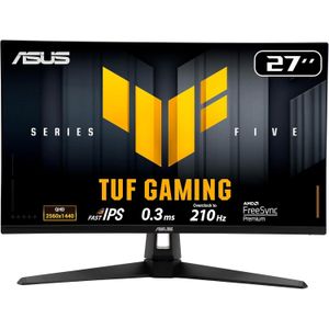 Asus اسس شاشة العاب تي يو اف 27 انش 1440P (VG27AQ5A) - QHD (2560*1440)، 210Hz (OC)، 0.3 مللي ثانية، تقنية IPS سريعة، مزامنة ضبابية حركة منخفضة للغاية، فري سينك بريميوم، مكبرات صوت، مركز عرض ويدجيت، ذكاء