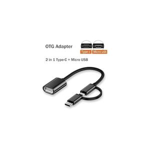 2-in-1 OTG Adapter Cable, Type-C and Micro USB to USB Female, Compatible with Phone/Tablet/Computer