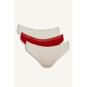 Defacto Lace Detailed Ribbed 3-Pack Thong