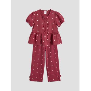 Heart Pattern Girl's Blouse And Trousers