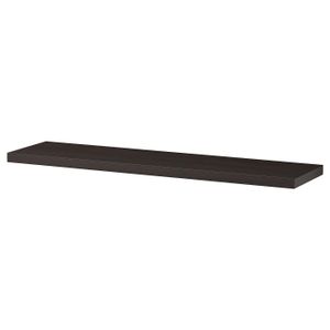 Shelf A BERGSHULT brown-black wall shelf with a bevelled and smooth edge design made from particleboard and plastic.