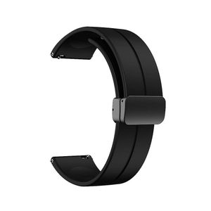 سوار سيليكون 22 مم مع مشبك مغناطيسي قابل للطي لساعة هواوي الذكية GT3 2022 مقاس 46 مم - أسود