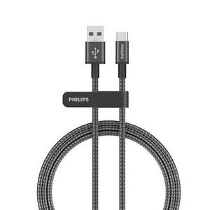 Philips Sync & Charge Cable C to C, 1 meter Max 3A (18W), Carplay Support, Black Braided 480 Mbps 
