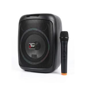 ZERO ZR-805S 8-inch Bluetooth speaker with battery-operated microphone, with RGB lighting, battery: 7.4V/3600mAh , USB, TWS, AUX - Black