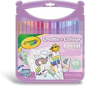 CRAYOLA Pastel SuperTips Washable Marker Case, 65 Pieces, Assorted Pastel Colours, Creative Activity and Gift for Children, from 4 Years
