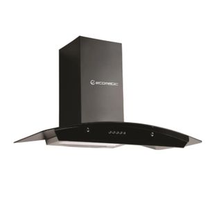 Ecomatic Built-in Cooker Hood, Curvy, 90 cm, 1000 m³/h, 3 Speeds, LED Lighting, H910GBK - Black