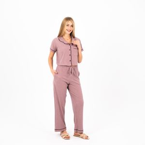 Zecotex Women’s Classic Cotton Pajama Set / Short Sleeve Button-Down Top & Full-Length Pants / Soft & Comfortable Summer Sleepwear