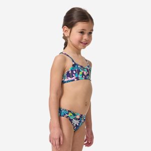 Decathlon Girl’s 2-piece surf swimsuit floral with crossed straps - june