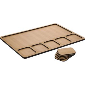 طبق خشبي عادي للوجبات الخفيفة - بني