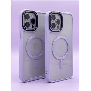 Magnetic Clear Case with Lavender Frame for iPhone 12 Pro Max – MagSafe Compatible & 360° Camera Protection-Lavender