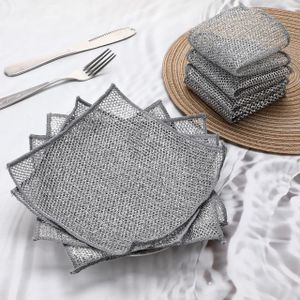 فوط سلك متعددة الأغراض وقابلة لإعادة الاستخدام الرطب والجاف لتنظيف الأطباق بدون أن تخدش أواني المطبخ، عبوة من 3 قطع