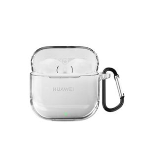 جراب حماية شفاف من مادة TPU لسماعات هواوي فري بودز SE2 مع سلسلة مفاتيح شفافة
