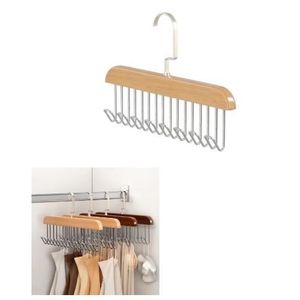 علاقة ملابس خشبية متعددة الوظائف مع 8 خطافات من الفولاذ المقاوم للصدأ، علاقة خشبية بـ 8 خطافات للملابس، والملابس الداخلية، والربطات، والأحزمة