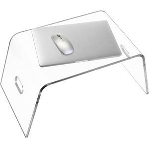 BEST MEDIA Acrylic Bed Tray with Handles (21'' x 12'' x 10''), Acrylic Monitor Stand Clear Laptop Stand for Home Office, Lightweight Portable Lap Desk for Eating, Mobile Drawing Table for Bed & Couch