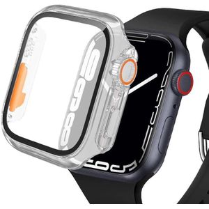 جراب حماية لساعة أبل مقاس 41 مم (1.61 بوصة) من السلسلة 9 و8 و7، جراب صلب مقاوم للماء مصنوع من البولي كربونات مع واقي شاشة مدمج من الزجاج المقوى عالي الدقة (شفاف)