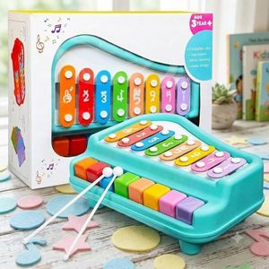 2 in 1 Musical Xylophone Piano Toy for Kids, Colorful Educational Musical Instrument with 2 Hammers to Learn Numbers and Tones, Ideal Gift for Boys and Girls Ages 3+, Motor Skills Development