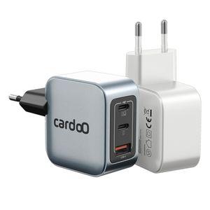 Cardoo GaN Charger 65W – Dual USB-C & USB-A Fast Wall Charger – Powerful GaN Laptop Adapter – Multi-Device Charging – Compact & Travel-Friendly – For Phones, Tablets & Laptops – Silver