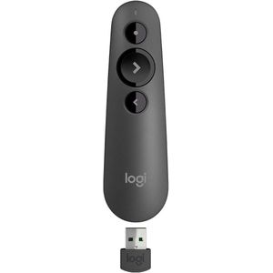 Logitech R500s Laser Presentation Remote Clicker with Dual Connectivity Bluetooth or USB for Powerpoint, Keynote, Google Slides, Wireless Presenter (Graphite)