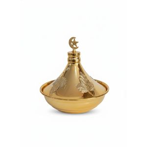 Ramadan Metal Stand and Date Bowl with Crescent Lid
