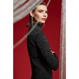 Defacto Woman Turtle Neck Regular Fit Pullover - Black