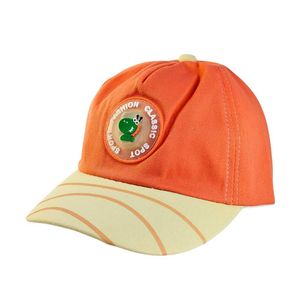 Kids Classic Sports Cap with Dinosaur Design & Built-in LED Light - Orange
