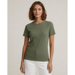 Freska Short-Sleeve Basic Top-Olive
