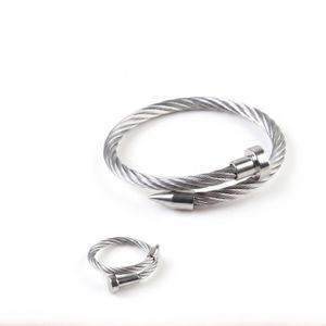 Stainless Steel Twisted Wire Nail Cuff and Ring Set