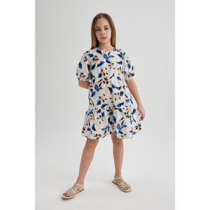 Defacto Girls' Patterned Short Sleeve Poplin Dress