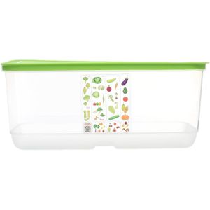AKSA Plastic Rectangular Veggie Container, 6.1 Liter Capacity, Clear