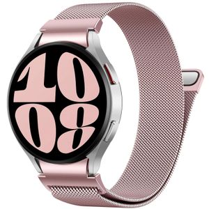 سوار ساعة ذكية، متوافق مع Samsung Galaxy Watch 6/5/4 40mm 44mm/Watch 6 Classic 43mm 47mm/ 5 Pro 45mm/Galaxy Watch 4 Classic 42mm 46mm، من فولاذ مقاوم للصدأ، قفل مغناطيسي، تصميم جيد التهوية - وردي