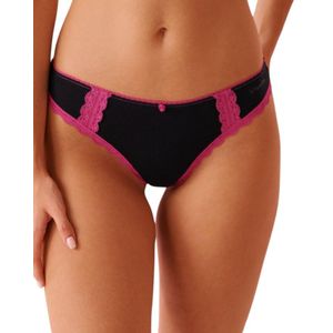 La Vie En Rose Cotton and Lace Detail Thong Panty